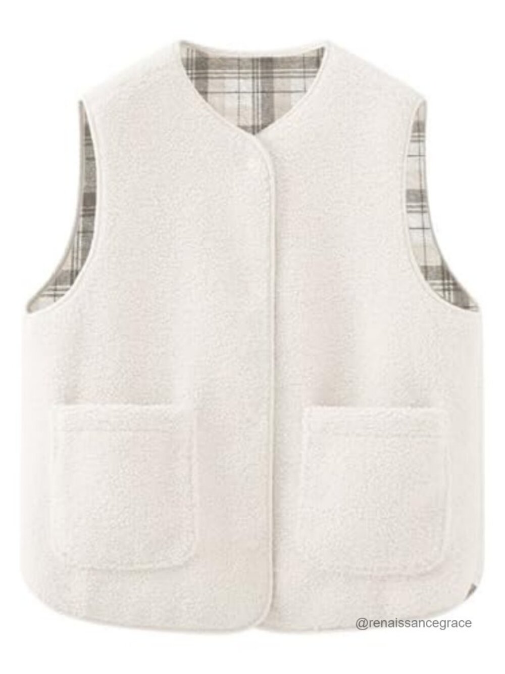 Women's Reversible Sherpa Fleece Vest Fuzzy Button Down Warm Gilet
